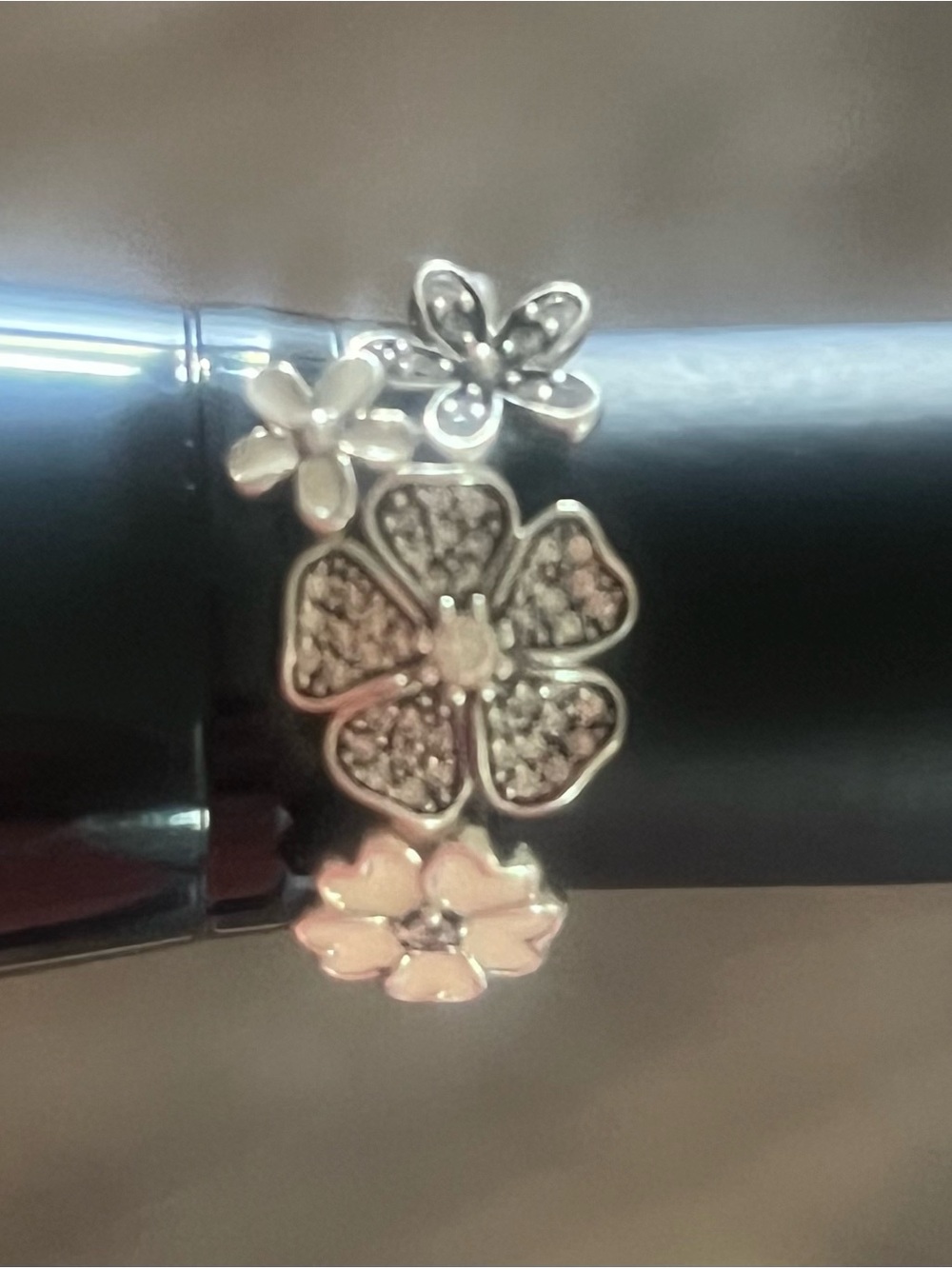 Authentic PANDORA Floral FLOWERS Ring Sz 7 Solid sterling silver
